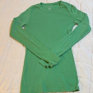 J Crew Perfect Tee Green Long Sleeve Small